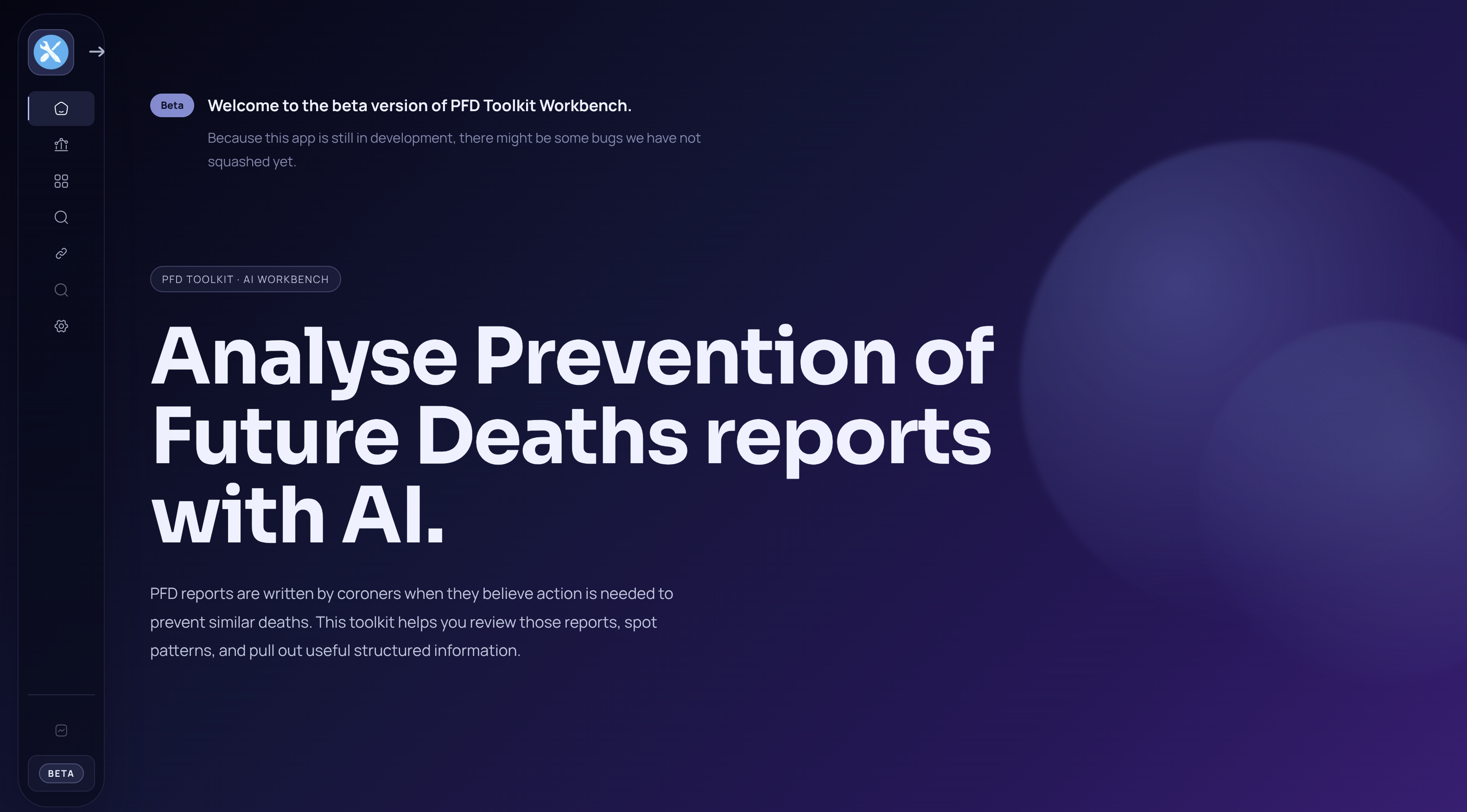 PFD Toolkit interface